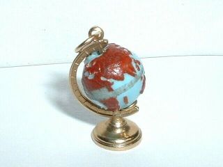 Vintage 14k Yellow Gold Moveable World Globe Charm