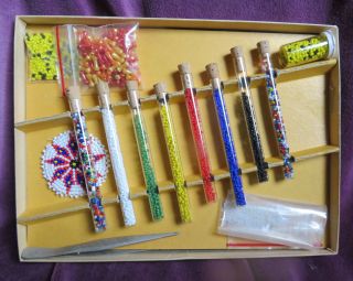 VINTAGE INDIAN BEAD RINGS - FOBS & BRACELETS - WALCO CRAFT TOY - JEWELRY MAKING KIT 2
