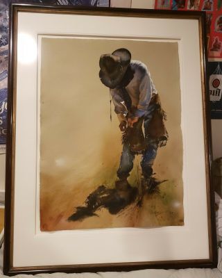 Vtg Painting " Diablo " Linen Art By William Matthews Western Artist Cc