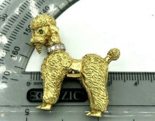 Vintage 18K Yellow Gold & Diamond Merrin Fifi Poodle Pin Brooch Dog 3