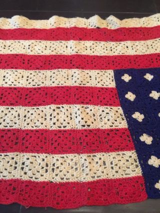 Vintage 48 Star Crochet Yarn Handmade American Flag 66 