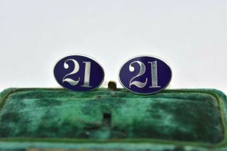 Vintage Mens Sterling Silver 21 Enamel Cufflinks By Deakin And Francis G712