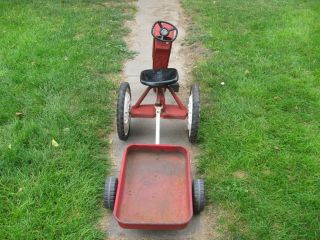 Vintage Pedal Car Tractor & Trailer Wagon,  1950 ' s 3
