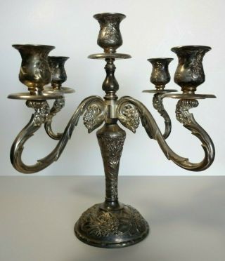 1994 International Silver Company Ornate 5 Arm Candelabra 13.  75 " Tall