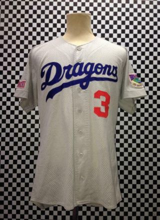 Vtg Chunichi Dragons Japan Baseball Jersey Worn Game 1999 K.  Tatsunami No 3 Npb