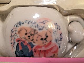 Vintage 17 Pc Porcelain Teddy Bear China Tea Set Childrens Nursery Child