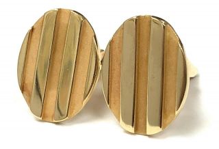 Vintage Tiffany & Co.  18k Gold Oval Grooved Cufflinks (circa 1995)