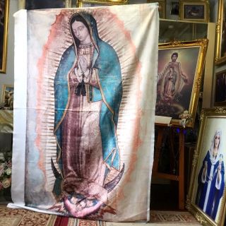 Full Size Fabric Our Lady Of Guadalupe Art Vintage Antique Virgin Mary Easter