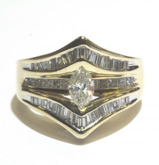 14k Yellow Gold 1.  36ct Marquise Diamond Engagement Ring 10.  1g Vintage Estate