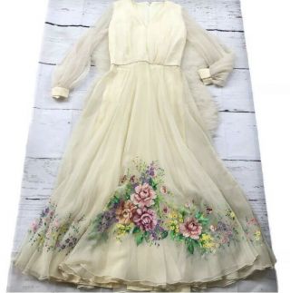Boho Wedding Dress Vintage Hand Painted