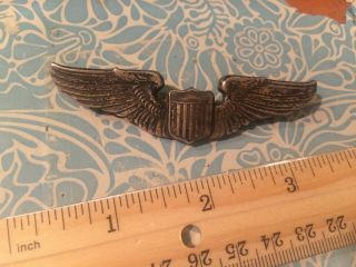 Wwii Us Army Air Corps 3 " Sterling Pilot Wing Pin