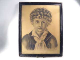 Antique 19th Century Pencil Drawing Portrait Study Of A Young Girl Signed