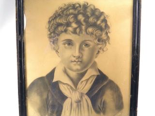 Antique 19th century pencil drawing portrait study of a young girl signed 2