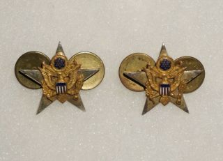 General Staff Officer Collar Insignia Us Army Wwii Pins Pair Sterling M2843
