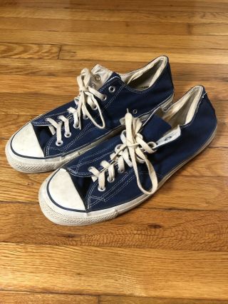 Vintage Converse Black Label Low Size 12 Made In Usa Double Stitch Rare Navy