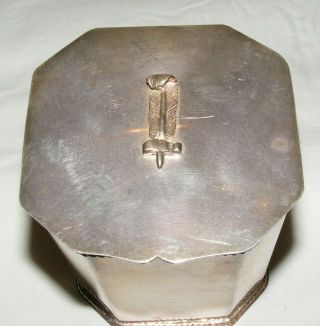 Antique Silver Plated Tea Caddy Lidded Box,  Single Feather Finial Maker W E