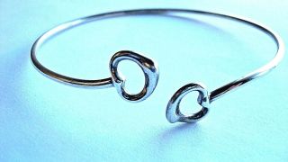 Tiffany & Co.  Elsa Peretti Double Open Heart Sterling Silver Bangle Bracelet