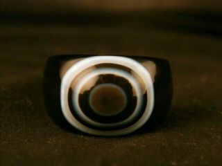 Exquisite Pure Tibetan Natural Agate Dzi Sky Eyed Ring L003