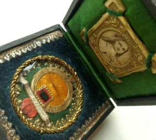 Rare Antique Reliquary Box W Hair & Clothing Relic Of Saint Therese Of Lisieux