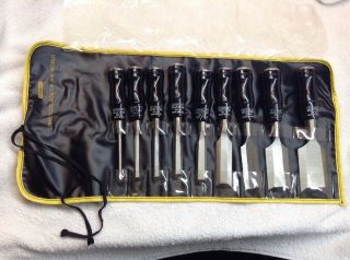 Vintage Stanley Set Of 9 Wood Chisel Pocket Style 60 Made In The Usa