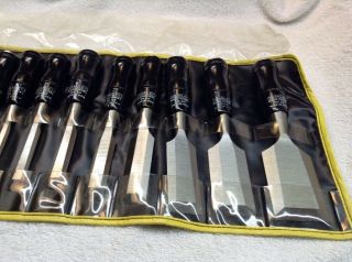 Vintage Stanley Set Of 9 Wood Chisel Pocket Style 60 Made In The USA 2