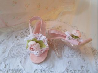 Madame Alexander Cissy Vintage Pink Flocked Peignoir & Custom Rose Mule Heels 7