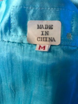 Vintage Chinese Light Blue Silk Embroidered Robe Cheongsam Size Medium 7