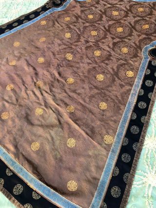 Antique Chinese Brown Silk Damask Dragon Roundel Robe Double Happiness Imperial 8