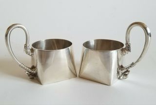 Antique Russian Silver Pair Tea Glass Holders Unusual Shape
