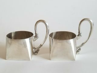 Antique Russian Silver Pair Tea Glass Holders Unusual Shape 2
