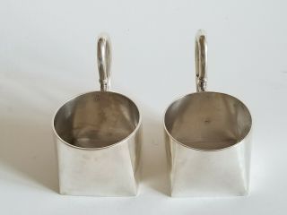 Antique Russian Silver Pair Tea Glass Holders Unusual Shape 8