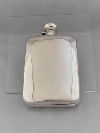 Large Edwardian Solid Silver Hip Flask 1906 Chester Stokes & Ireland Sterling
