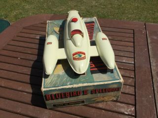 Sutcliffe Bluebird 11 speedboat tinplate clockwork. 4