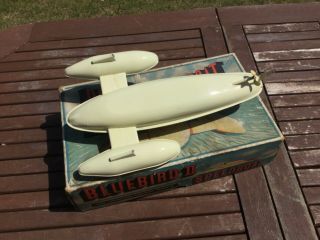 Sutcliffe Bluebird 11 speedboat tinplate clockwork. 6
