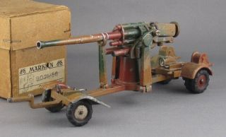 Vintage Pre - War 1930s Märklin 8021/56 Rare 88mm Gun & Carriage Complete & Boxed