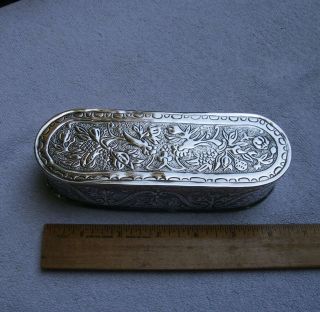 Good English Keswick School Arts & Crafts Sterling Chased Tobacco Box - 1894 - 95