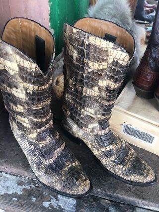 Rare Top & Bottom Full Gator Lucchese Cowboy Boots 12d Head Cut Style