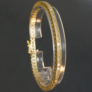 Solid 14k Yellow Gold & 2.  00cttw Diamond,  Square Link Estate Tennis Bracelet