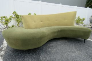 Vladimir Kagan Bilbao Style Serpentine Curved Mid Century Modern Couch Sofa 9831