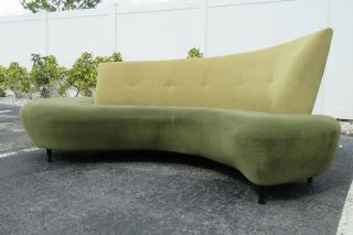 Vladimir Kagan Bilbao Style Serpentine Curved Mid Century Modern Couch Sofa 9831 2