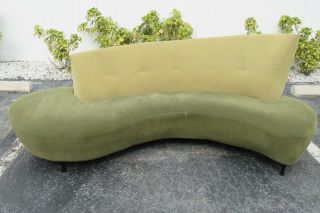 Vladimir Kagan Bilbao Style Serpentine Curved Mid Century Modern Couch Sofa 9831 5