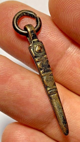 Ancient Roman Bronze Tweezers 300 B.  C 2.  7gr 45.  5mm