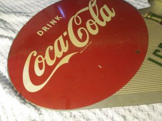 Vintage Coca Cola Flange Sign Ice Cold Drink Bottle Cap Fishtail Button 2