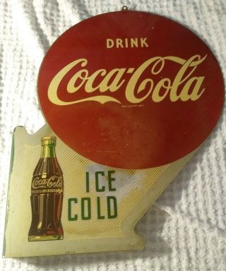 Vintage Coca Cola Flange Sign Ice Cold Drink Bottle Cap Fishtail Button 4