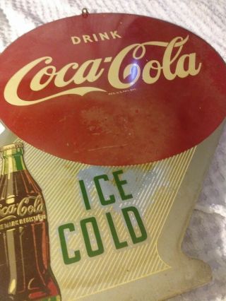 Vintage Coca Cola Flange Sign Ice Cold Drink Bottle Cap Fishtail Button 5