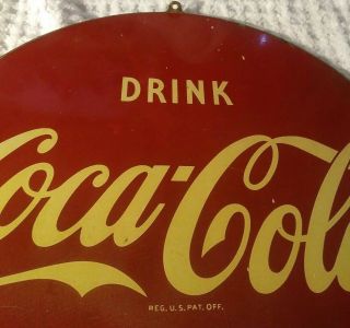 Vintage Coca Cola Flange Sign Ice Cold Drink Bottle Cap Fishtail Button 7