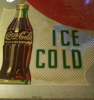 Vintage Coca Cola Flange Sign Ice Cold Drink Bottle Cap Fishtail Button 8