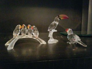 3 Vintage Swarovski Crystal Bird Figurines