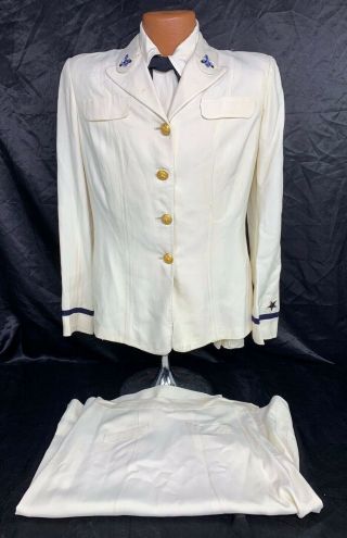 Wwii Us Navy Wave Female Officers Dress White Uniform - Named