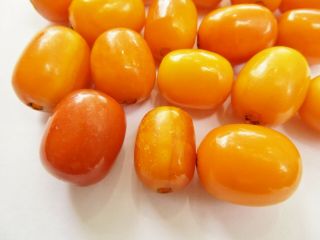 Estate Vintage Egg Yolk Butterscotch Amber Olive Shaped Loose Beads 46.  6 grams 3